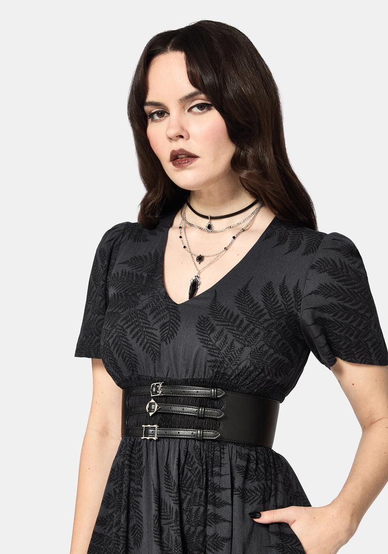 Ruin Farn Bedruckt Midi Kleid