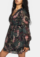 Noctua Chiffon Wrap Long Sleeve Mini Dress