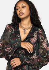 Noctua Chiffon Wrap Long Sleeve Mini Dress