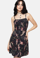 Noctua Eule Fingerhut Bedruckt Knopf Hoch Cami Mini Kleid