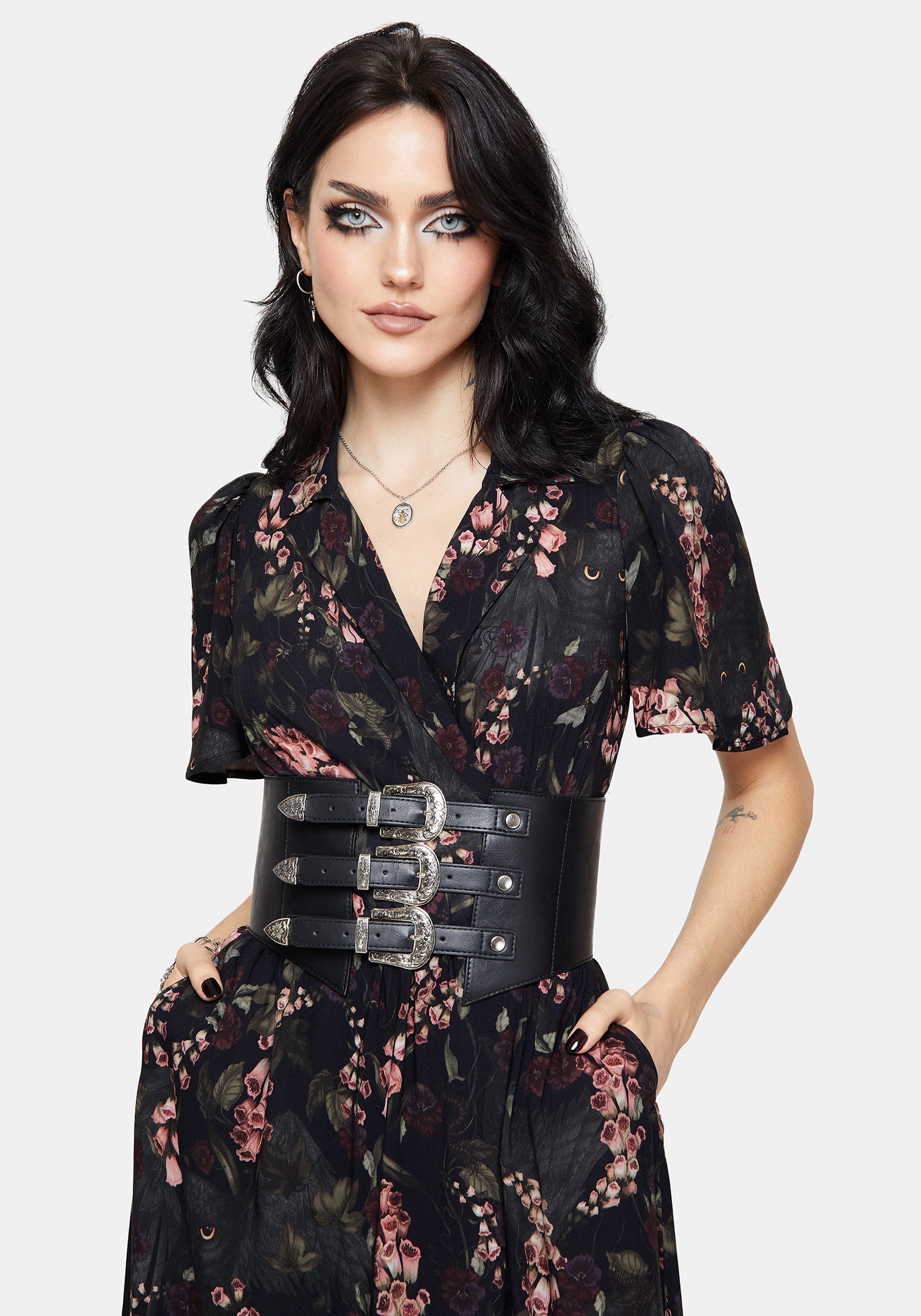 Noctua Eule Fingerhut Bedruckt Wickel Midaxi Hemd Kleid