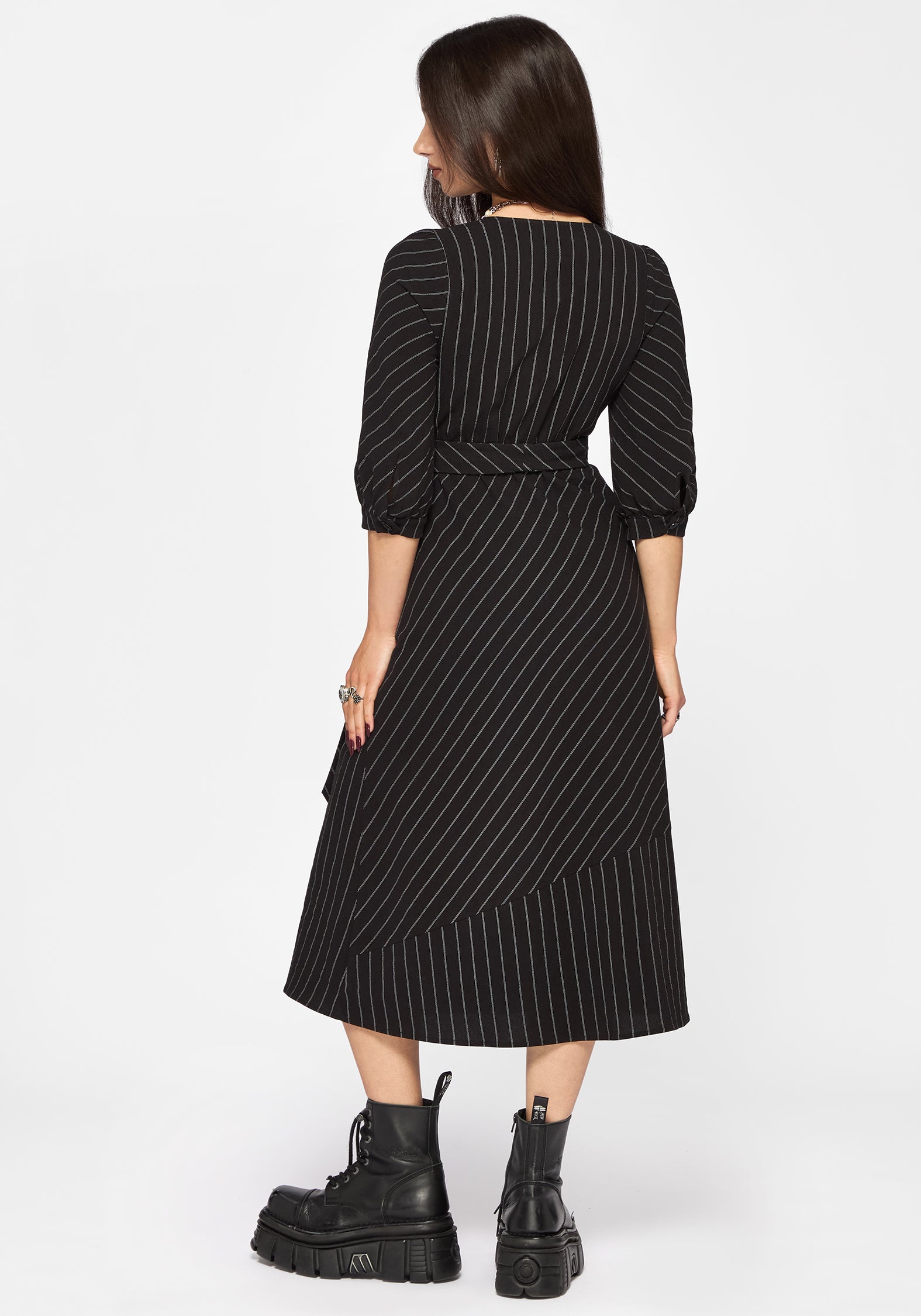 Kallista Striped Midi Wrap Dress