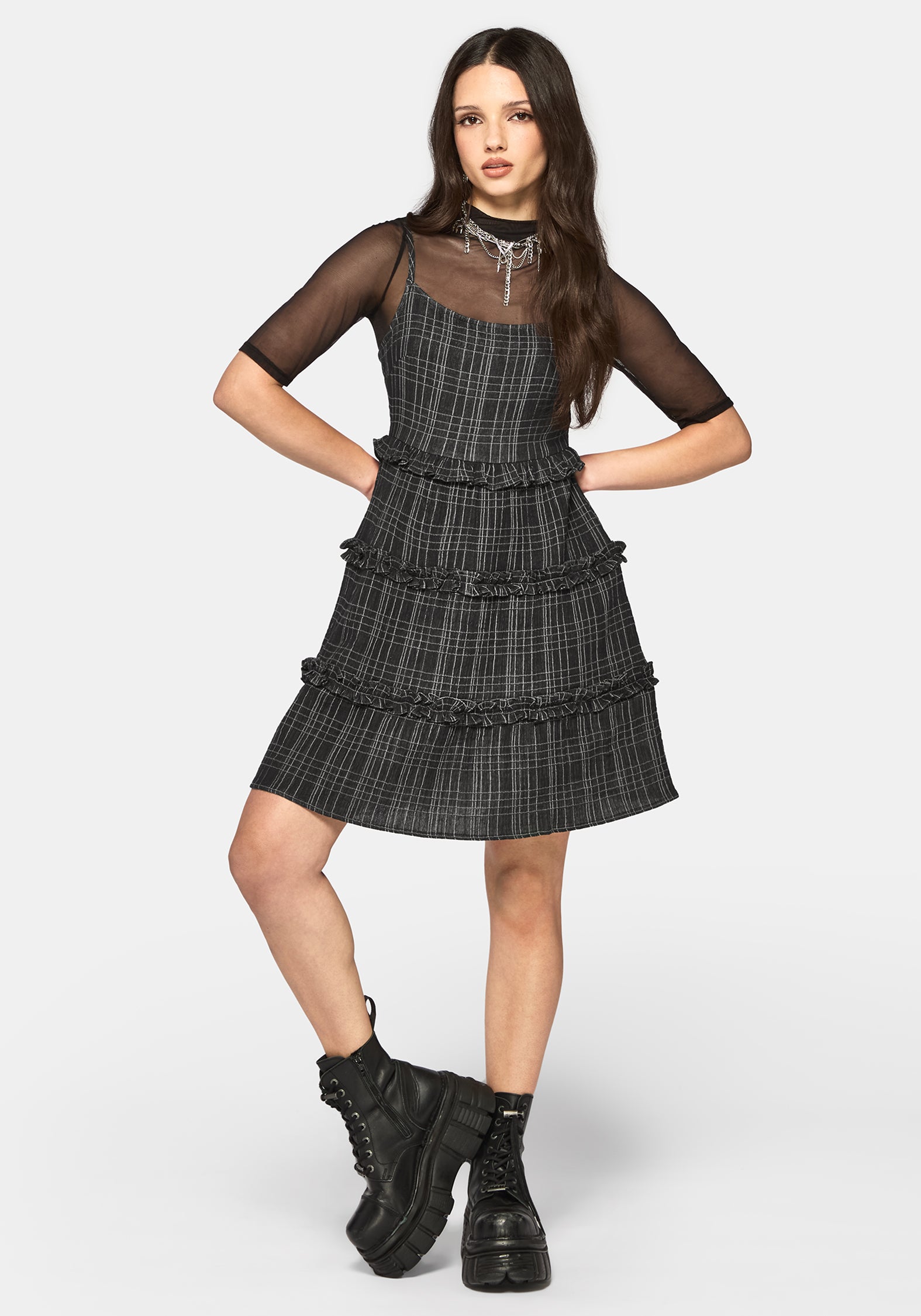 Caledon Check Gauze Cami Mini Dress