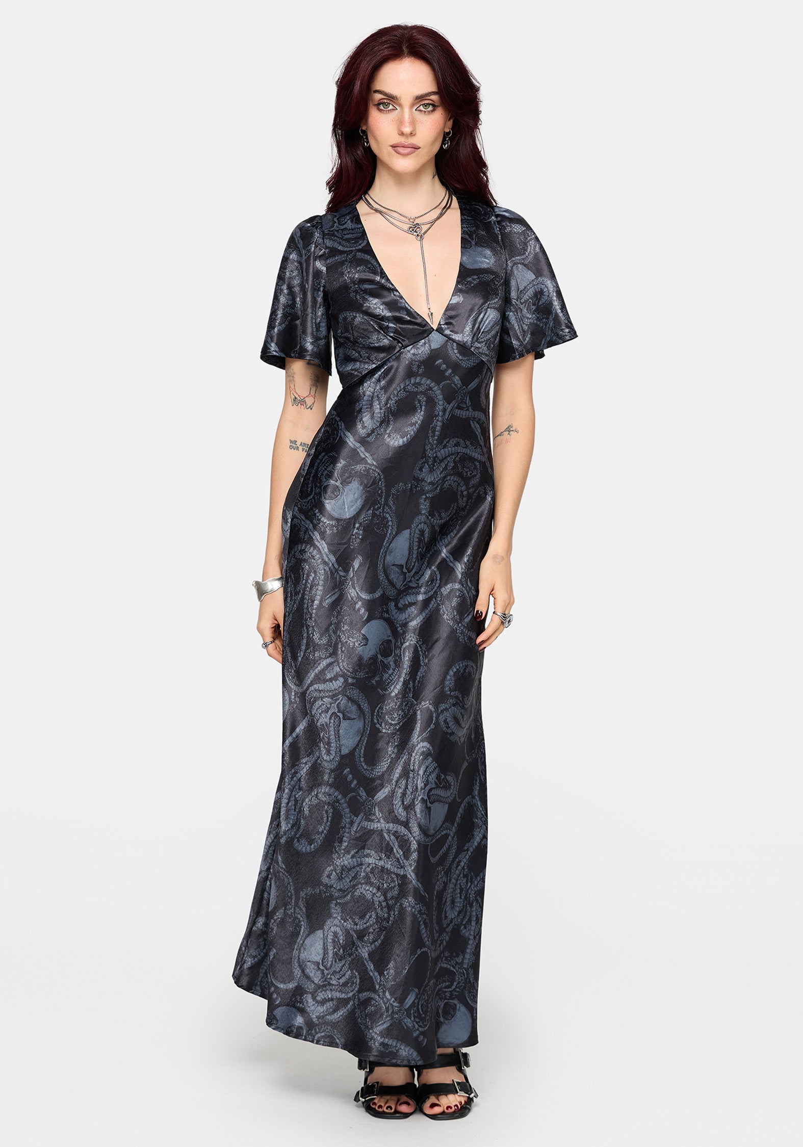 Ophion Print Satin Maxi Dress