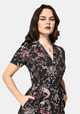 Merunicorn Enchanted Forest Print Midi Shirt Dress