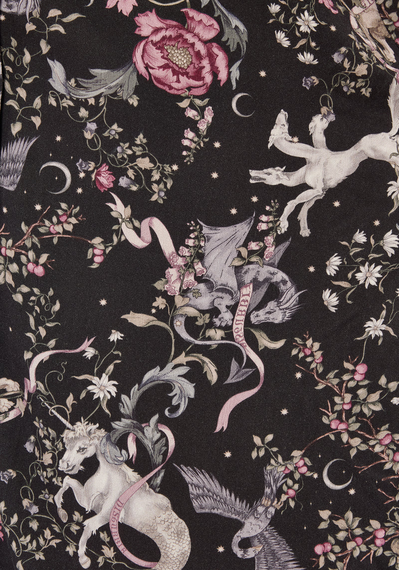 Merunicorn Enchanted Forest Print Midi Shirt Dress