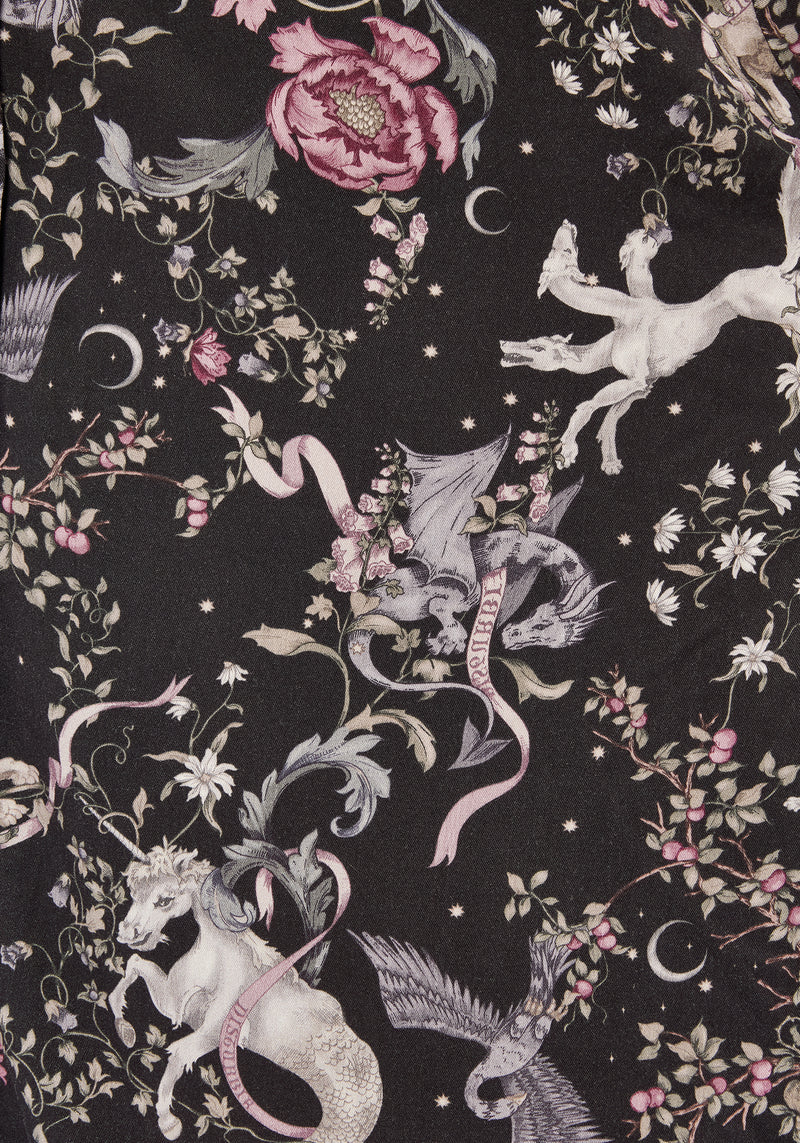 Merunicorn Enchanted Forest Print Midi Shirt Dress