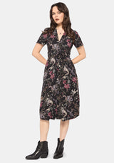 Merunicorn Enchanted Forest Print Midi Shirt Dress
