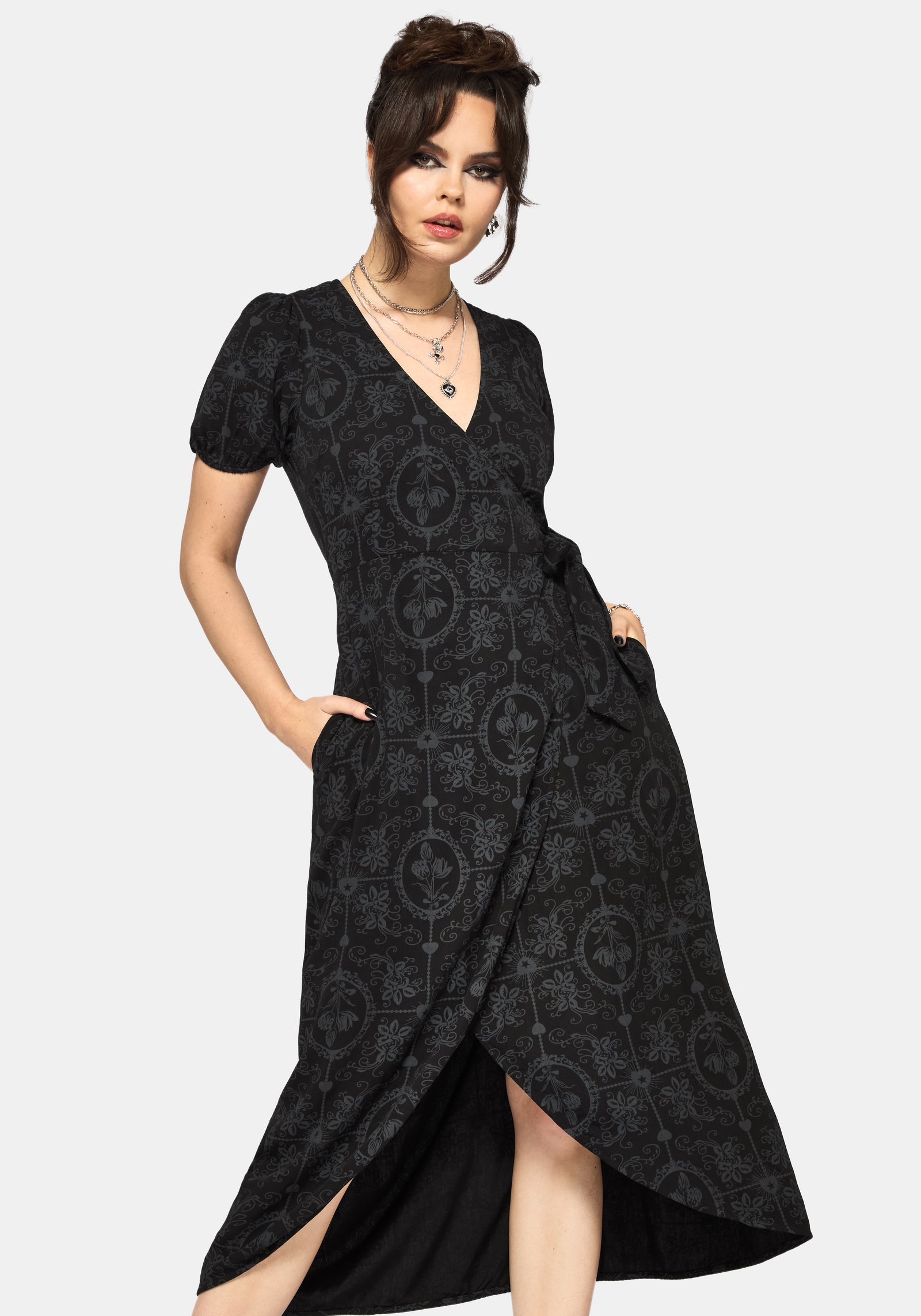 Cameo Blumenmuster Bedruckt Midaxi Wickel Kleid