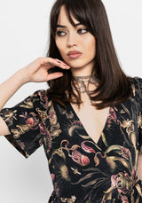 Dionaea Flytrap Print Wrap Mini Dress