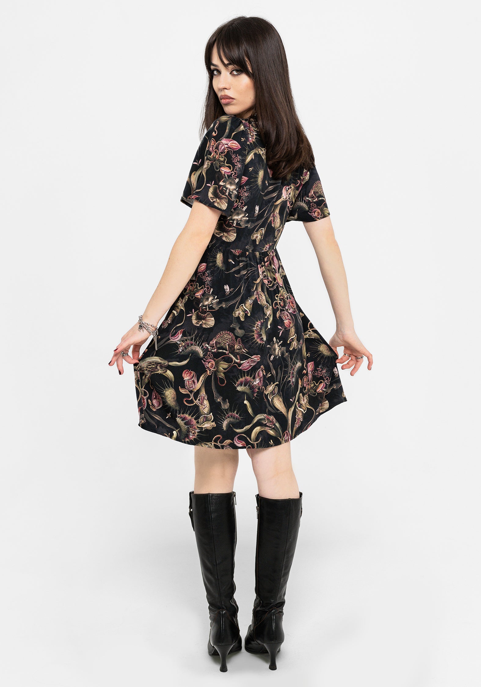 Dionaea Flytrap Print Wrap Mini Dress