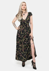 Dionaea Flytrap Print Plunge Maxi Dress