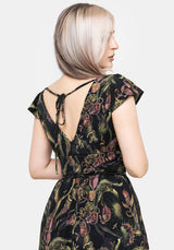 Dionaea Flytrap Print Plunge Maxi Dress