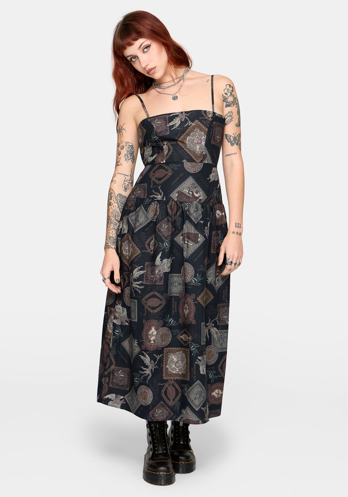 summer gothic dresses Black Lace-Up Flared Dress All dimensions are measured manually with deviation at 1 Bats Gothic Sundress Kawaii Skater