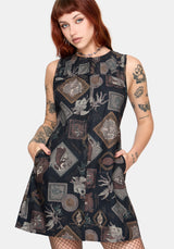 Kleo Relics Cotton Print Pleated Mini Dress