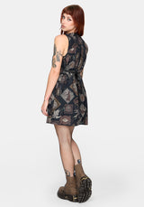 Kleo Relics Cotton Print Pleated Mini Dress