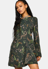 Noctaris Print Flared Sleeve Mini Dress