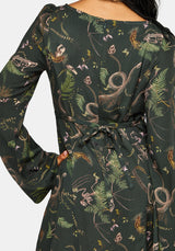 Noctaris Print Flared Sleeve Mini Dress
