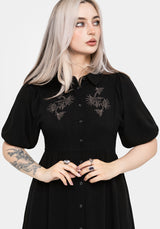 Dionaea Flytrap Embroidered Midi Shirt Dress