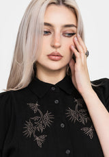 Dionaea Flytrap Embroidered Midi Shirt Dress