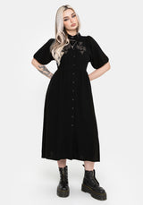 Dionaea Flytrap Embroidered Midi Shirt Dress