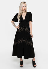 Dionaea Flytrap Embroidered Tiered Midaxi Dress