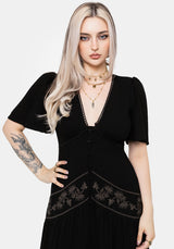 Dionaea Flytrap Embroidered Tiered Midaxi Dress