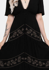 Dionaea Flytrap Embroidered Tiered Midaxi Dress