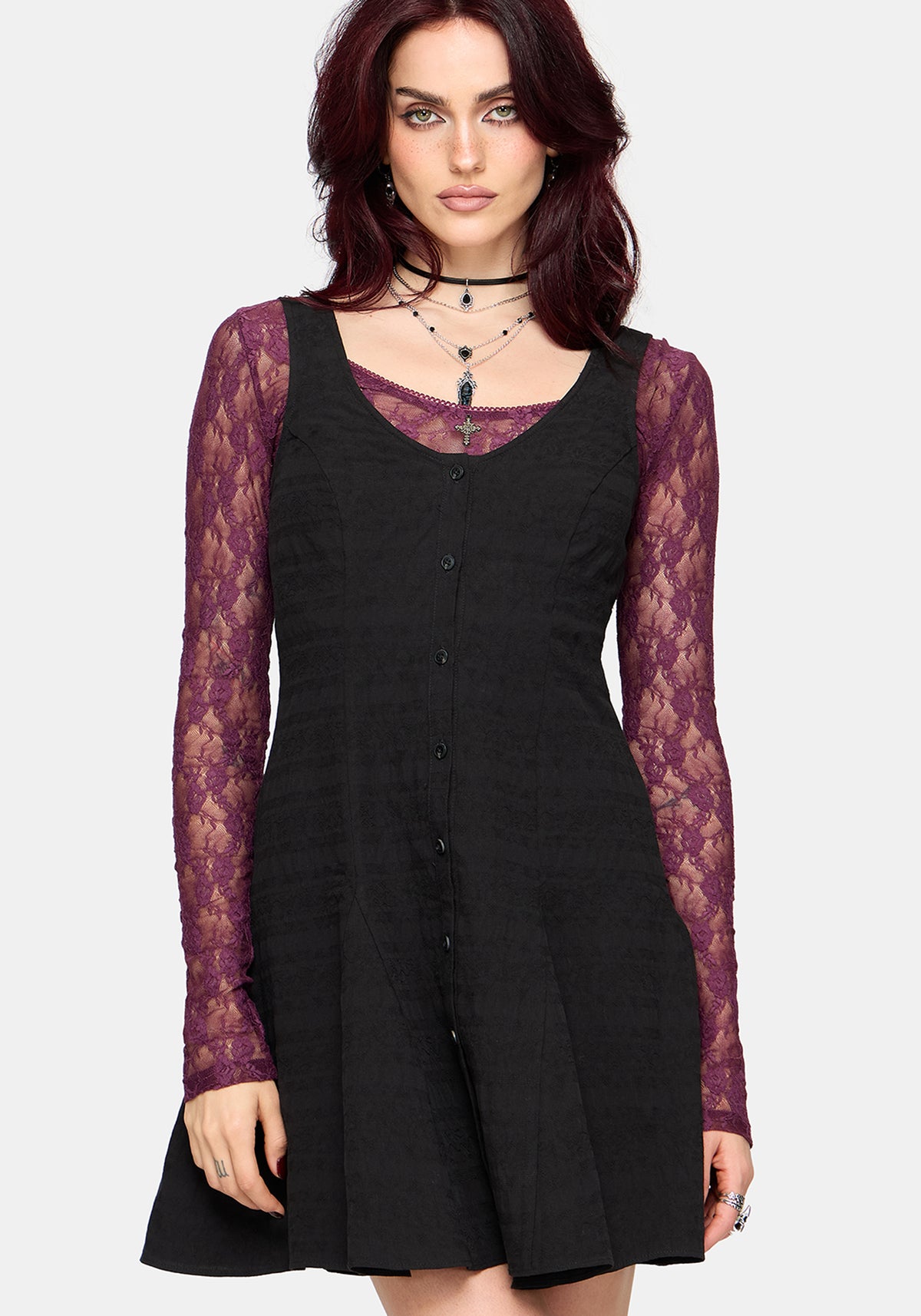 Opheline Knopf Down Minikleid