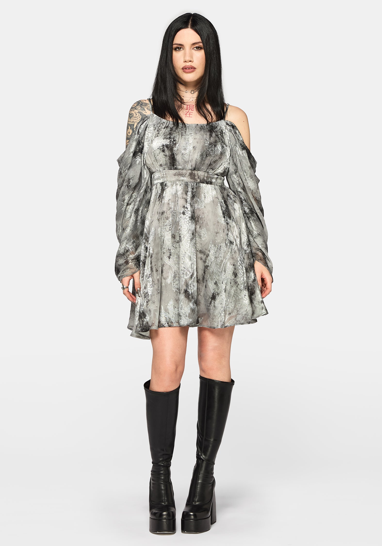 Maddie Cold Shoulder Blouson Mini Dress