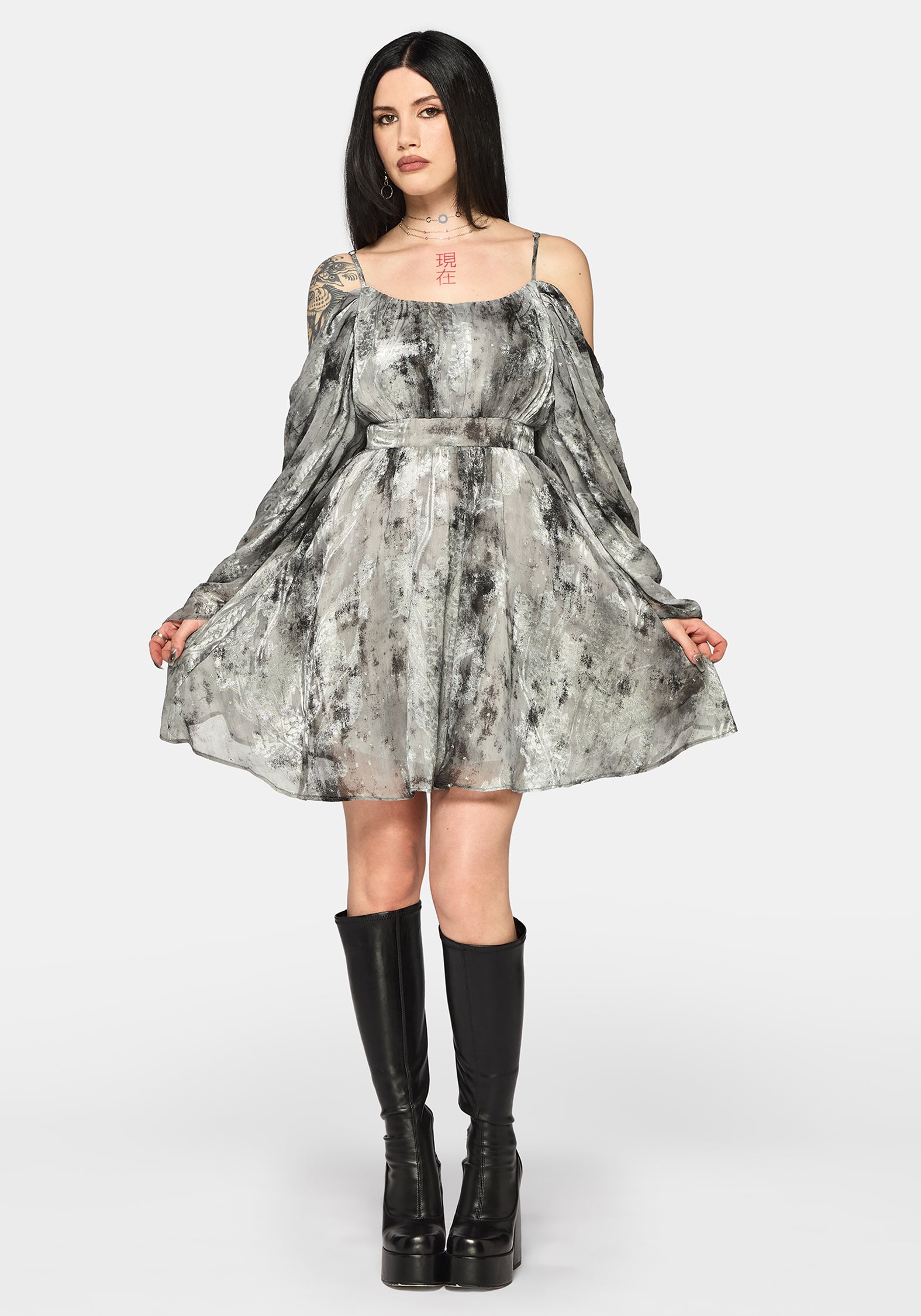 Maddie Cold Shoulder Blouson Mini Dress