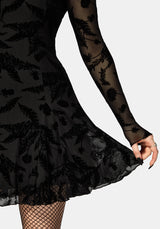 Cimora Dandelion Flocked Mesh Mini Dress