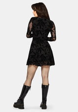 Cimora Dandelion Flocked Mesh Mini Dress