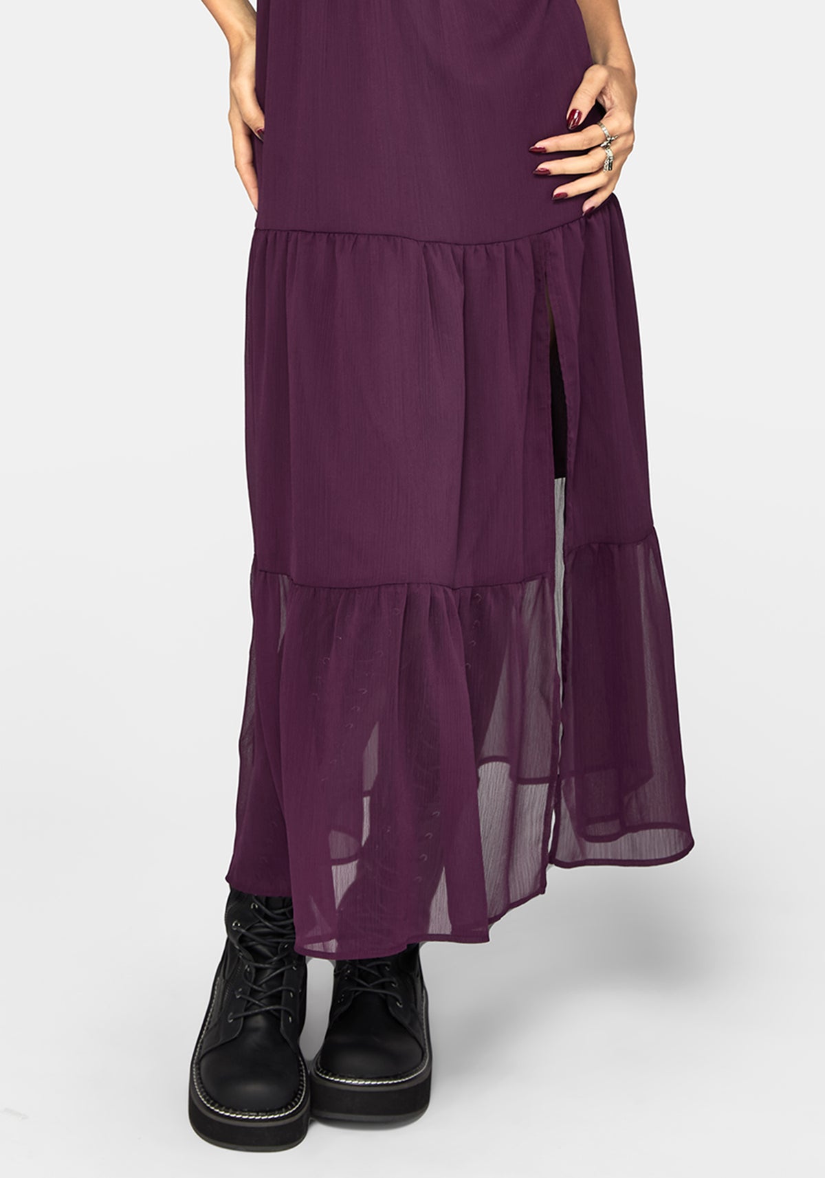 Emer Angel Ärmel Pintuck Taille Maxikleid
