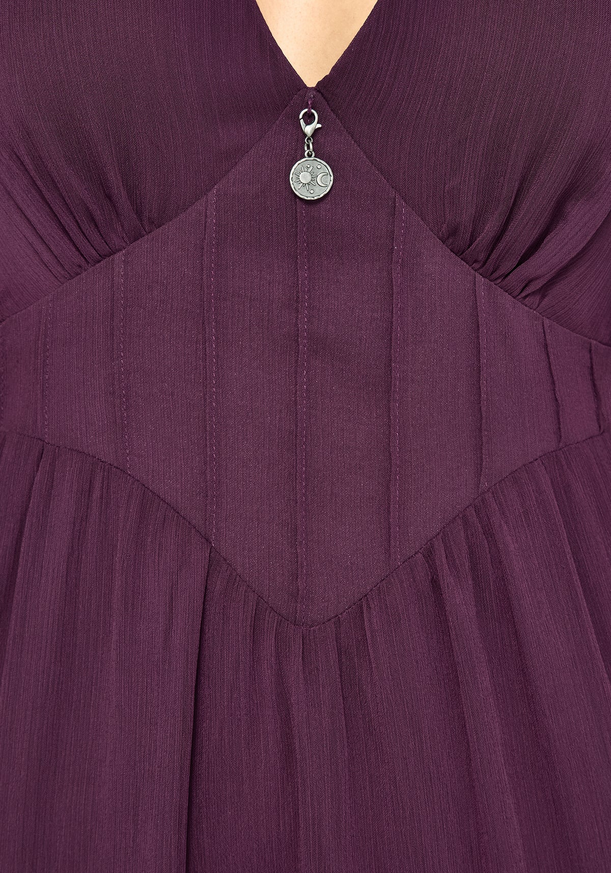 Emer Angel Ärmel Pintuck Taille Maxikleid