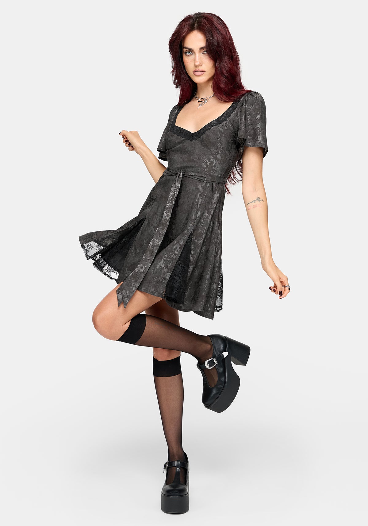 Lili Jacquard Lace Godet Mini Dress
