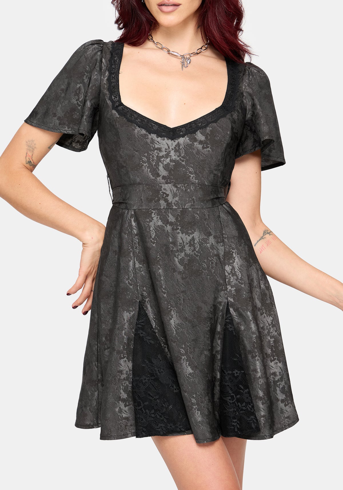 Lili Jacquard Lace Godet Mini Dress