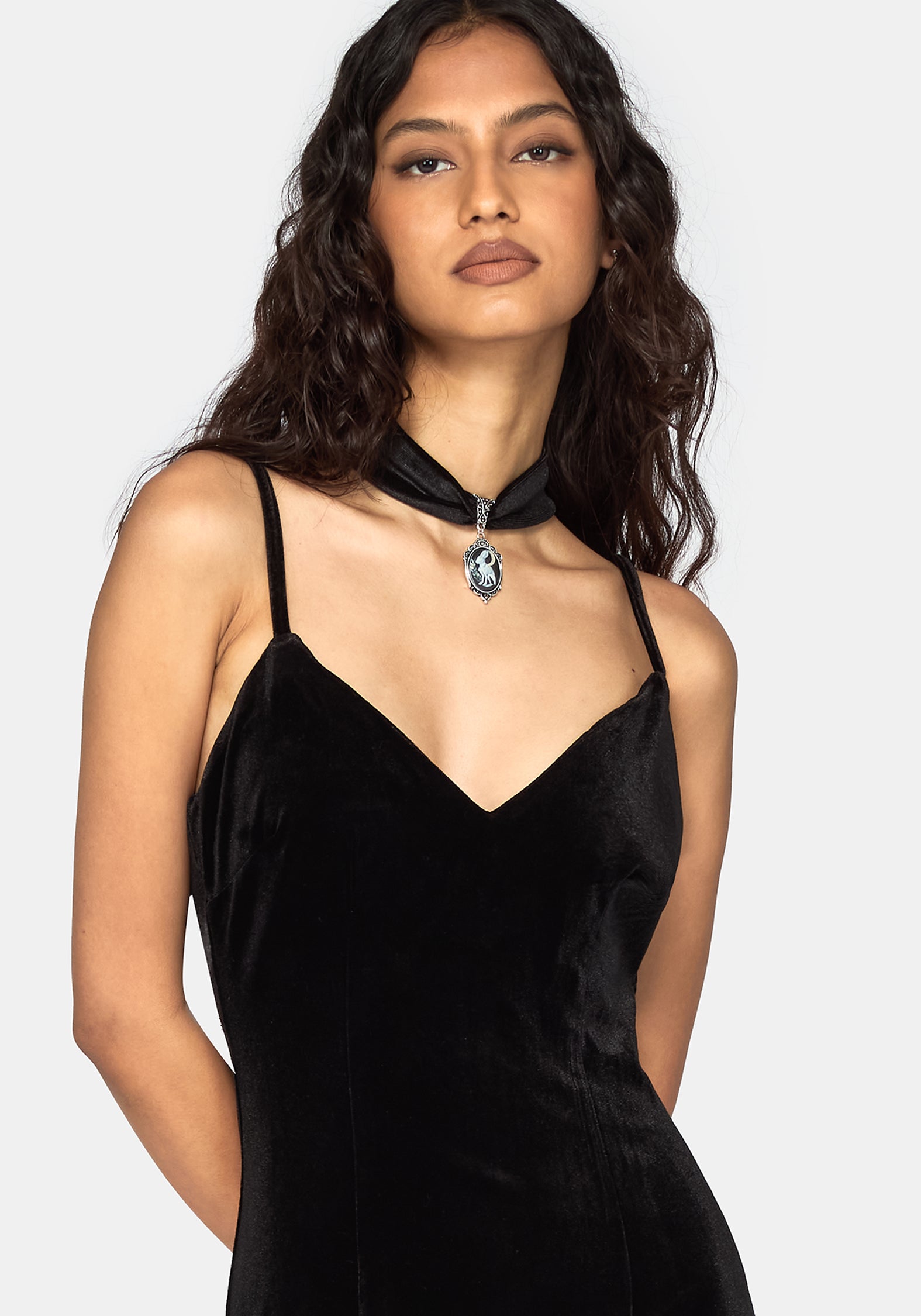Cathy Velour Lace Hem Cami Midaxi Dress – Disturbia