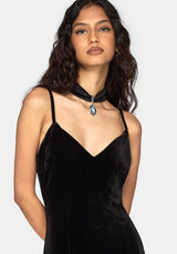Cathy Velour Lace Hem Cami Midaxi Dress