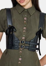 Odile Bestickt Knopf Runter Krawatte Taille Midaxi Kleid