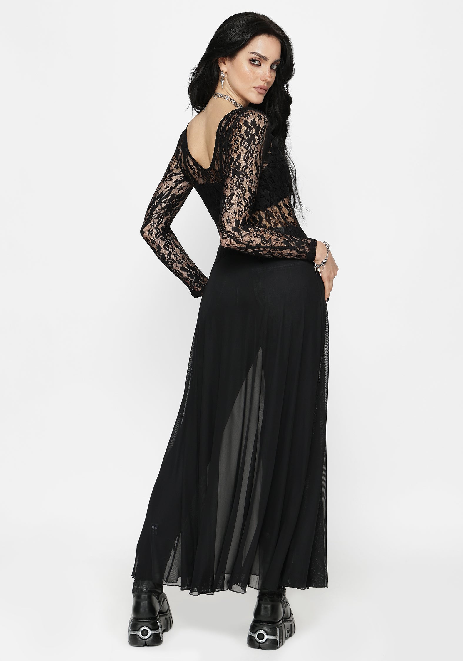 Eltharia Spitze Mieder Maxi Kleid