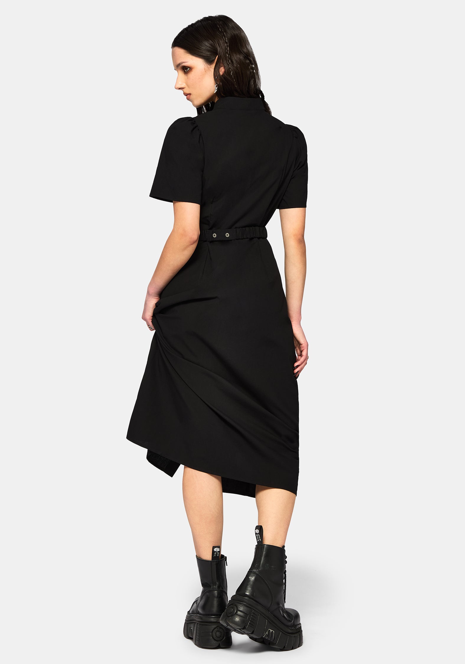 Phonoi Kette Gürtel Knopf Hoch Midaxi Kleid