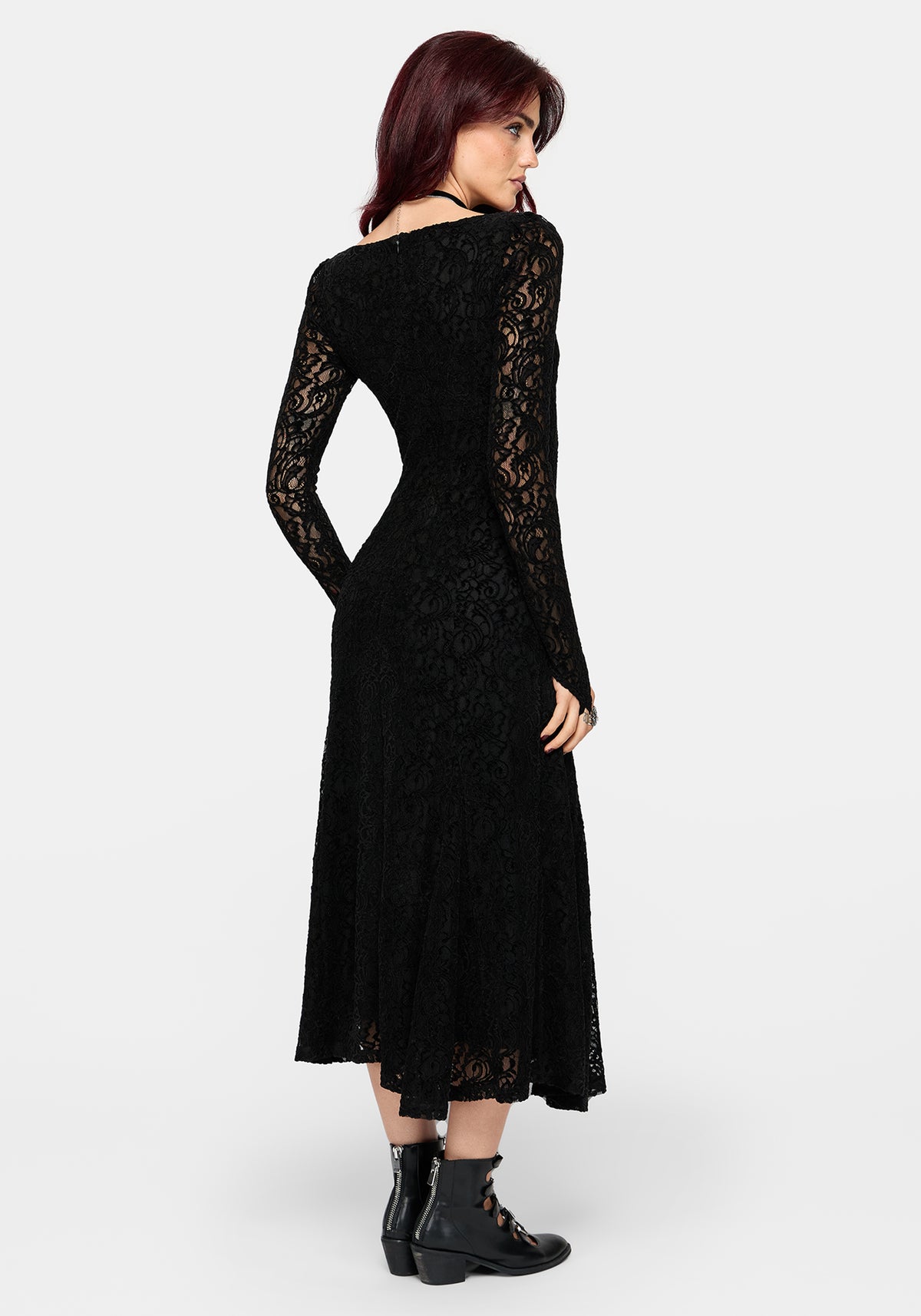 Neve Puff Ärmel Lace Midaxi Kleid