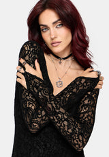 Neve Puff Ärmel Lace Midaxi Kleid