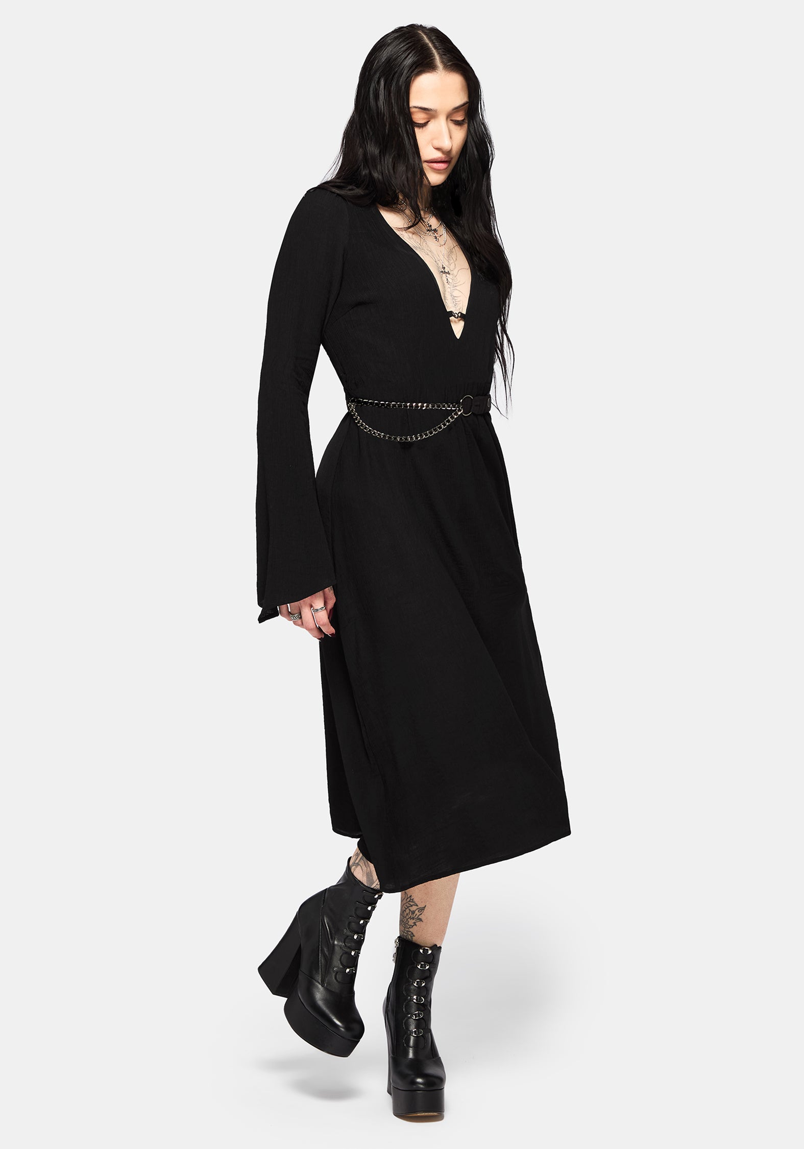 Millicent Chain Front Midi Dress