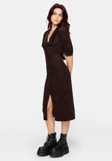 Kora Embroidered Collar Button Up Midi Dress