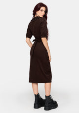 Kora Embroidered Collar Button Up Midi Dress