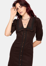 Kora Embroidered Collar Button Up Midi Dress