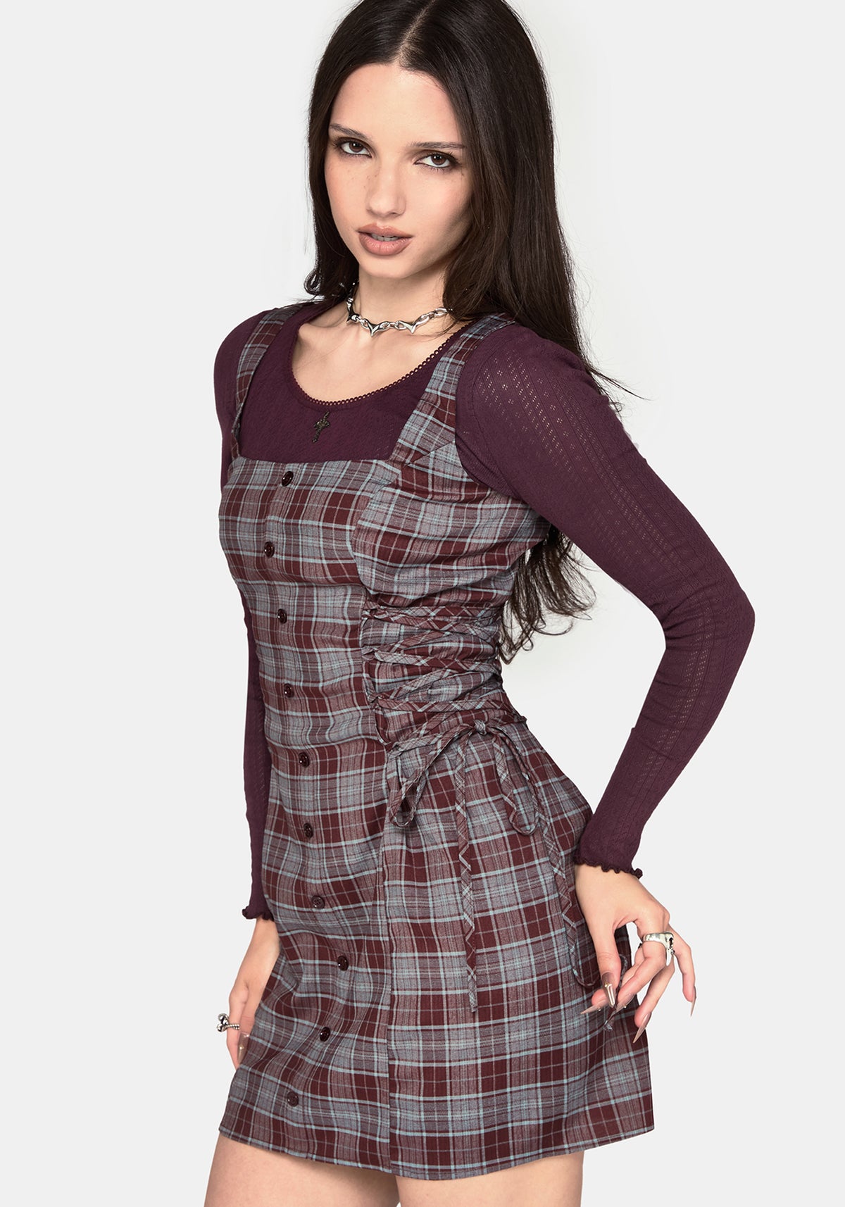 Aimil Karo Schnürung Seite Minikleid