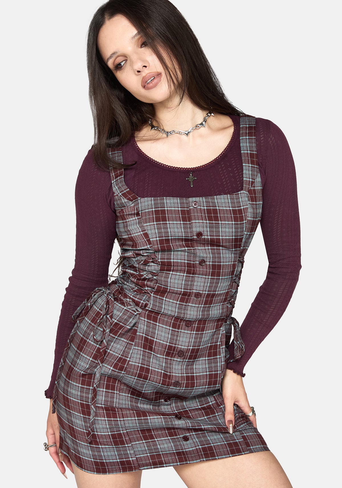 Aimil Karo Schnürung Seite Minikleid
